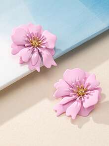 1 par de pendientes de clip elegantes y dulces con flores de estilo campestre para mujer, adecuados para vacaciones, cumpleaños, citas, bailes, fiestas, vacaciones, compras y uso diario