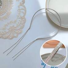 1 Pc Elegant Charming Glitter Rhinestone Tassel Headband, Versatile Gift For Ladies - Silver - View 4