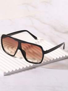1 Pair Big Frame Fashion Solid Black Sunglasses - Multicolor - View 14