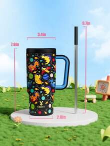 24oz Handled Insulated Tumbler, Vacuum Insulated Stainless Steel Travel Mug With Straw, Vacuum Insulated Water Bottle, Reusable Stainless Steel Water Bottle - Keeps Hot/Cold For Up To 24 Hours - Black - View 6