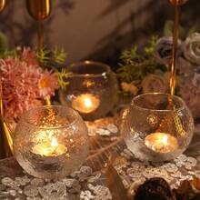 6/12 حامل شموع فوتيف شفاف - حاملات شموع شاي من الزجاج بالجملة ، حاملات شموع صغيرة جذابة كأواني لحفلات الزفاف والخطوبة وأعياد الحمام ، ديكور مركزي للطاولات، ديكور المنزل