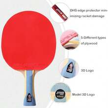 Ping Pong Table Tennis PaddleProfional Racket With Carrying Case For Tournament Play 6002Long Paddle - as pic - View 3