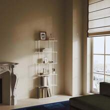 1 套高透明现代几何亚克力书架，6 层 S 形书柜，适合客厅、卧室、办公室的最佳家居装饰展示架，易于组装和清洁