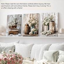 3 件/套无框帆布墙面艺术画花卉和书籍适用于家庭、客厅、咖啡店、办公室、墙面装饰艺术、豪华壁挂、海报、墙面艺术、房间装饰用品、现代、植物 - 彩色 - 查看 5