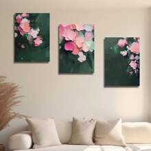 3pcs Modern Abstract Floral Wall Arts Canvas Posters, Neutral And Soft Tones, Optional Frame, Classroom, Office, Home Decoration Hanging Painting ,Wall Art With Frame