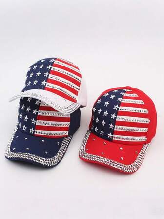 1pc Men's American Flag Baseball Mesh Hat, Outdoor Sun Protection Casual Cap, Adjustable Size, Suitable For Spring/Summer Travel And Beach Vacation