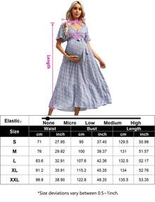 Yesfashion Maternity Dress Women's Summer Maxi Dress V-Neck Photography Dress With Belt - Nhụy hoa màu xanh vàng - Xem 4