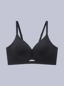 2 pezzi / Set Reggiseno senza cuciture push-up a colore unito, reggiseno sportivo minimale e confortevole che leviga la schiena, biancheria intima da donna