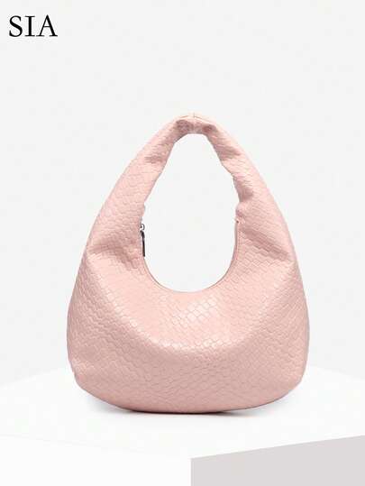 1pc Women's Retro Minimalist Casual Crochet Faux Leather Seashell Leopard Print Shoulder/Underarm Bag, Suitable For Outings, Dates, Commuting