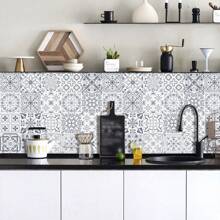 20 Peças/Conjunto 20 x 20 cm Adesivos à prova de óleo de estilo Mandala cinza e branco para cozinha, Adesivos à prova d'água autocolantes para azulejos de fogão com canto flexível, Decoração com padrão geométrico para decoração de sala, decoração de casa, decoração de sala de estar, papel de parede, decoração de cozinha, arte de parede, acessórios de cozinha, itens de cozinha, decoração de parede, adesivos de parede, adesivo de parede