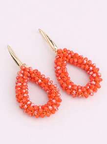 sehuoran 1 Pair Handmade Beaded Crystal & Pearl Bohemian Style Earrings, Colorful Personalized Versatile Dangling Earrings With High-End Elegant Mixed Color, Suitable For Party & Daily Wear