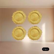 4/6/8/10/12件套豪华烫金装饰盘（13英寸/33厘米），优雅波浪边，适合日常用餐、派对装饰、开斋节和宰牲节庆祝活动，经久耐用，防溅水，易于清洁，营造聚会氛围，可用作餐桌中心装饰盘。 - 金PQXH- - 查看 10