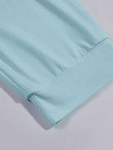 Fisoew Pantalones de yoga ajustados capri para mujer, pantalones de pijama holgados con cordón y bolsillos. - Azul cielo - Ver 9