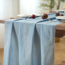1 pièce Chemin de table en mousseline de soie unicolore, style campagne romantique 70*300cm, fibre de polyester, convient pour les mariages en extérieur, les thés de mariage, les fêtes d'enfants, les fêtes d'anniversaire, la décoration de table à manger