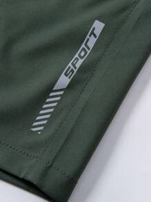 3-Counts Men's Summer Thin Ice Silk Quick-Dry Bermuda Shorts With Loose Straight Fit And Brand Logo Print