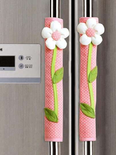 1/2pcs Fabric Dual-Door Refrigerator Handle Cover, Frost-Proof Cover, Refrigerator Door Handle Dust Cover, Anti-Static Car Steering Wheel Cover, Storage Bag, Organizer Bag, Storage Pouch, Wedding Decor, Christmas Decor, Birthday Decor, Birthday Gift, Christmas Table Decor, Christmas, Christmas Decoration, Christmas Gift