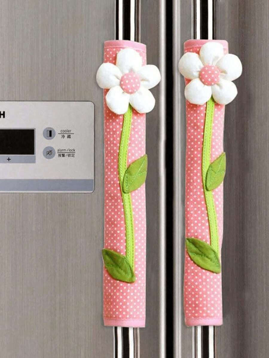 QYeah 1/2pcs Fabric Dual Door Refrigerator Handle Cover, Anti-Cold Sleeve, Refrigerator Door Handle Anti-Dust Cover, Anti-Static Car Steering Wheel Cover,Bag,Organizer,Storage