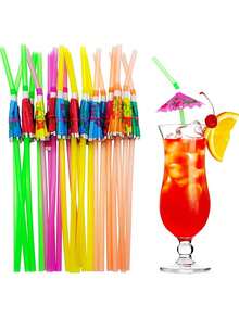 夏威夷宴会热带派对装饰套装 夏威夷桌裙 棕榈叶 芙蓉花 彩色雨伞 水果吸管 菠萝 火烈鸟 夏威夷派对、夏威夷背景、夏威夷装饰 - 彩色 - 查看 13