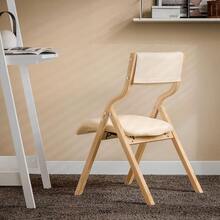 Folding Chair Wooden Padded Folding Kitchen Dining Office Chair Beige FST40-W - Beige - View 4