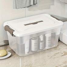 3 Packs Clear Stackable Storage Bins - Plastic Organizer Boxes With Handles For Home/Office - Space-Saving Design, Portable Easy-To-Carry Construction, Transparent Lightweight Containers For Closet, Pantry, Desk, Craft Room, Toy Room, Laundry Room; Multi-Purpose Storage Solution For Seasonal Cleaning, Organization, Craft Supplies, Office Essentials, Paperwork, Small Parts, Accessories, Hobby Projects - Multicolor - View 6