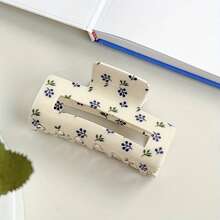 1PC Blueberry Printed Rectangular Hair Clip - Retro Plant Design Acrylic Anti-Slip Women's Hair Accessory, Perfect For Daily Wear, Picnics And Bridal Hairstyles And Hair Accessories Hair Claws Claw Clips Hair Clips Hair Jaw Clip Hair Clamps Hair Clutch Hair Catcher Clip Fall Winter For Vacation Outfits Woman