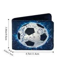 Portofel cool pentru băieți Portofele durabile din material textil Suport pentru numerar pentru card de credit Portofele estetice Kawaii drăguțe cu fereastră de identificare cu buzunar pentru monede pentru băieți adolescent băieți bărbați tineri băieți băieți adolescent (imprimat fotbal)