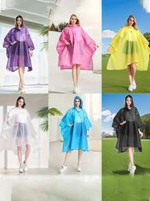 1pc Reusable Raincoats For Adults,Thickened Waterproof Rain Coat, Women Men Hooded Raincoat,Waterproof, Windproof, Quick-Dry, And Breathable,EVA Ponchos Drawstring Hooded Raincoats For Men And Women Hooded Outdoor Motorcycles, Bicycles, Hiking, Fishing, And Mountaineering Summer Cooling,Beach,Travel