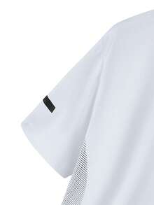 男士夏季轻薄透气速干T恤休闲百搭薄款短袖舒适运动户外服 - 白色 - 查看 4