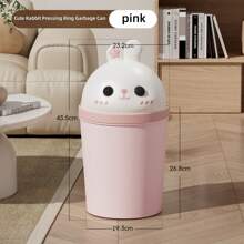 1pc Flip-Top Trash Can, Home Bedroom Bathroom Living Room Waste Bin, 2025 New Design With Cover, Cute & Thicker