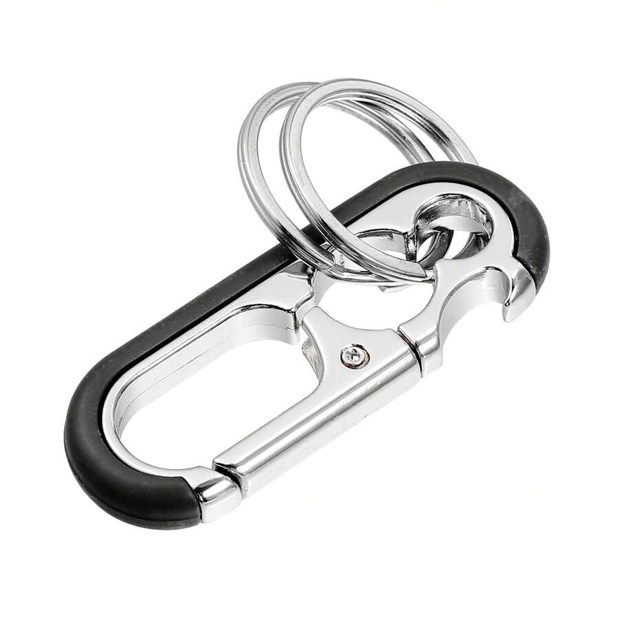 Car Fob Key Chain Keychain With Double Hoop For Men And Women Metal Plastic 2.66"X1.03"X0.31", 1Pc - 黑色 - 查看 1
