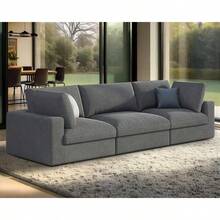 114" L-Shaped Modular Sectional Sofa – 4-Seat Oversized Cloud Couch With Down Feather Fill, Chaise, And Ottoman For Living Room - Grey - View 1