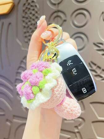 1pc Handmade Flower Bouquet Keychain, Handcrafted Gift, Crochet Pendant, Faux Rose, Sunflower Pendant, Small Accessory, Bag Charm, Car Keychain, Keychain Lanyard, Keyring, Keychain Parts, Keychain, Couples Keychain, Women's Gift, Christmas Gift, Christmas Stocking Stuffer, Birthday Gift, Friend Gift, Holiday Gift, Event Souvenir, Party Favor