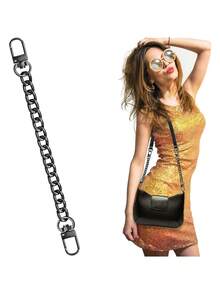 1 Pack Flat Purse Chain Iron Bag Link Chains Shoulder Straps Chains With Metal Buckles Hook For Replacement, DIY Handbags Crafts, 7.9 Inches/20cm(Gold) - Multicolor - View 8