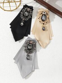 1pc Elegant Design Alloy Royal Brooch, Oversized Rhinestone Shiny Ladies Tie Style Brooch, Luxury Jewelry Pin, Suitable For Dates And Daily Wear, Gift - Simplicity - View 11