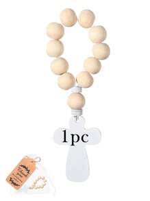 Set de regalo de 5/10 piezas de cuentas de rosario de madera personalizadas, que incluye rosario en beige y bolsa de organza, adecuado para recuerdos de boda, fiestas de cumpleaños, bautizos, regalos de primera comunión y regalos para ceremonias religiosas para estudiantes de secundaria, preparatoria, universidad y estudiantes universitarios.