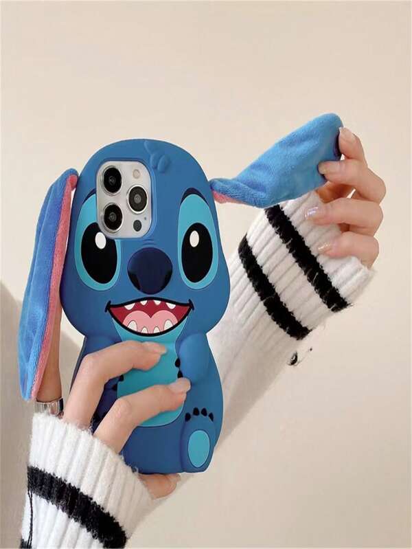 Disney The Lovely 3D Animated Stitch Phone Case, Specially Designed Compatible With IPhone 16 Pro Max, 15 And 14 Pro Max, Uses Soft Silicone Material And Cute Ear Bands To Provide Protection., School Supplies,Back To School