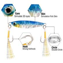 5Pcs Metal Jig Fishing Lure Fast Sinking 7g 10g 15g 20g 25g 30g Saltwater Casting Lure With Sharp Assist Hooks Vertical Jigging Artificial Bait