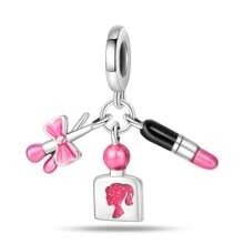 1 Pink Dream Series Love Rose, Four Leaf Clover, Cake, Carousel, Pink Love, Female Perfume Lipstick Small Skirt Beaded Pendant Accessories, Suitable For Bracelet Necklace DIY Jewelry Mother's Day Valentine's Day Often Jewelry Gifts