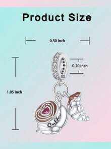 Silver Plated Charm Bullhorn Coffee Heart-Shaped Brown Pendant Charm Pendant Ball Suitable For Bracelets DIY Women's Jewelry - Silver - View 3