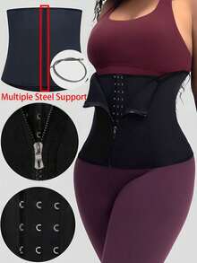 Đai nịt bụng định hình eo có khóa kéo, đai nịt eo thoáng khí, đai phục hồi sau sinh có thể điều chỉnh với khóa kéo và gọng thép. - màu đen - Xem 6
