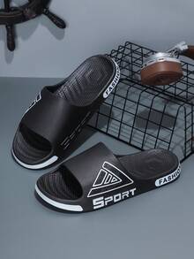 Men's Fashion Slip-On Sandals, Bathroom Anti-Slip Thick Sole Wear-Resistant Breathable House Slippers, Outdoor Quick-Drying Flat Slip-On Slippers