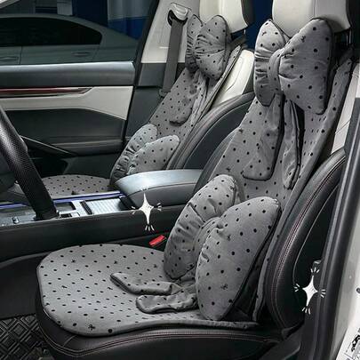 Easypie Selection Four Seasons Universal Car Seat Cushion Polka Dot Bow Breathable And Comfortable Car Seat Cushion Fashion Light Luxury Car Seat Cushion Driver Seat Cushion Car Comfortable Seat Cushion Temperament Simple And Exquisite Style Showing Unique Lady Temperament