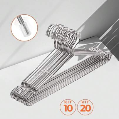 Cabides Titureiro De Luxo Em Aço Cromado Executivo Reforçado Organizar Roupas Closet Qualidade