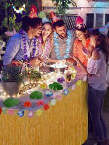 夏威夷宴会热带派对装饰套装 夏威夷桌裙 棕榈叶 芙蓉花 彩色雨伞 水果吸管 菠萝 火烈鸟 夏威夷派对、夏威夷背景、夏威夷装饰 - 彩色 - 查看 7