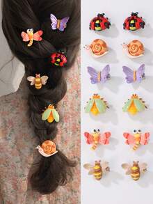Set de 12 pinzas para el cabello con conchas y estrellas de mar para niñas, decoración para vacaciones y uso diario - Multicolor - Ver 13