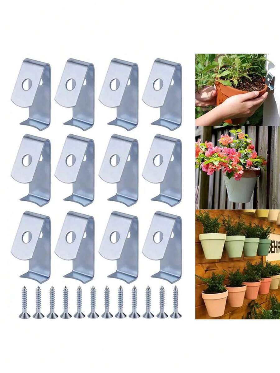 6pcs Metal Flower Pot Clips, 5-8 Inch Standard Terracotta Pot Holder - Durable Plant Pot Lock Hooks, Suitable For Indoor And Outdoor Use, Flower Pot Clips (Due To The Manufacturing Process Of The Product Itself, There Will Be Some Obvious Scratches On The Surface Of The Product.) - Multicolor - View 1