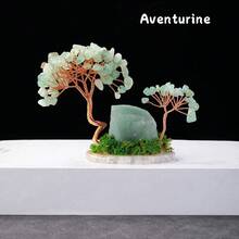 1PC Natural Crystal Lucky Tree Copper Wire Winding Amethyst Gravel With Agate Slice Base Home Decoration Money Trees - Original Stone Small Flower Tree - View 14