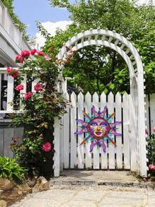 1 Pc Metal Sun Face Outdoor Wall Decoration, 13-Inch Colorful Sun Wall Art Hanging Decorative Gift, Wery Suitable For Garden Decoration, Balcony, Courtyard, Terrace, Fence