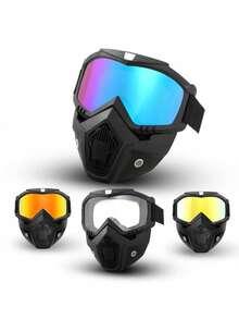 1pc Retro Motorcycle Helmet Windproof Goggles Dustproof Eye Protection Mask Riding Off-Road Windshield Glasses - Multicolor - View 6