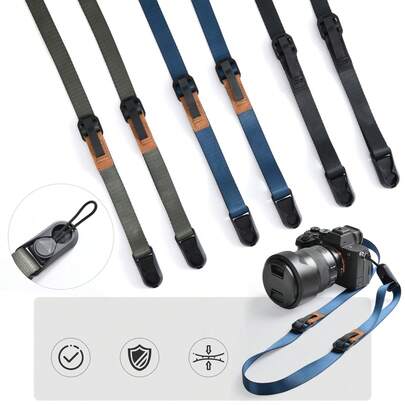 20mm 宽度可调节相机带，带锚链，适用于数码单反相机、无反光镜相机和带快装板的相机